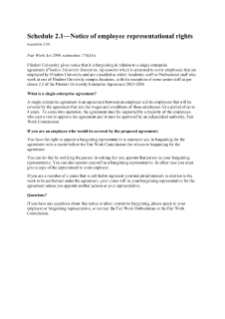 Schedule 2.1 - Notice of employee representational rights